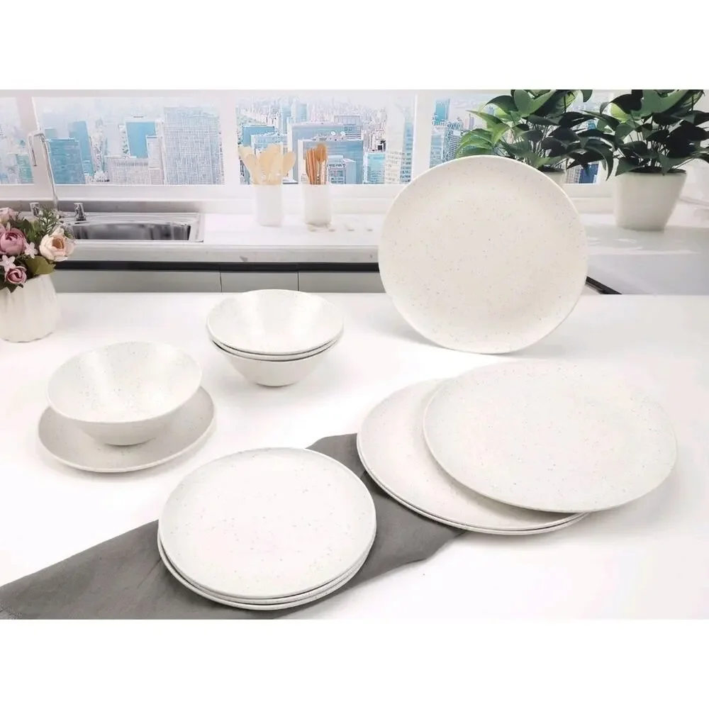 12-Piece Tan Eco-Friendly Dinnerware Set